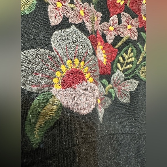 Caite Anthropologie Floral Embroidered Black Three Button Coat - Picture 7 of 12